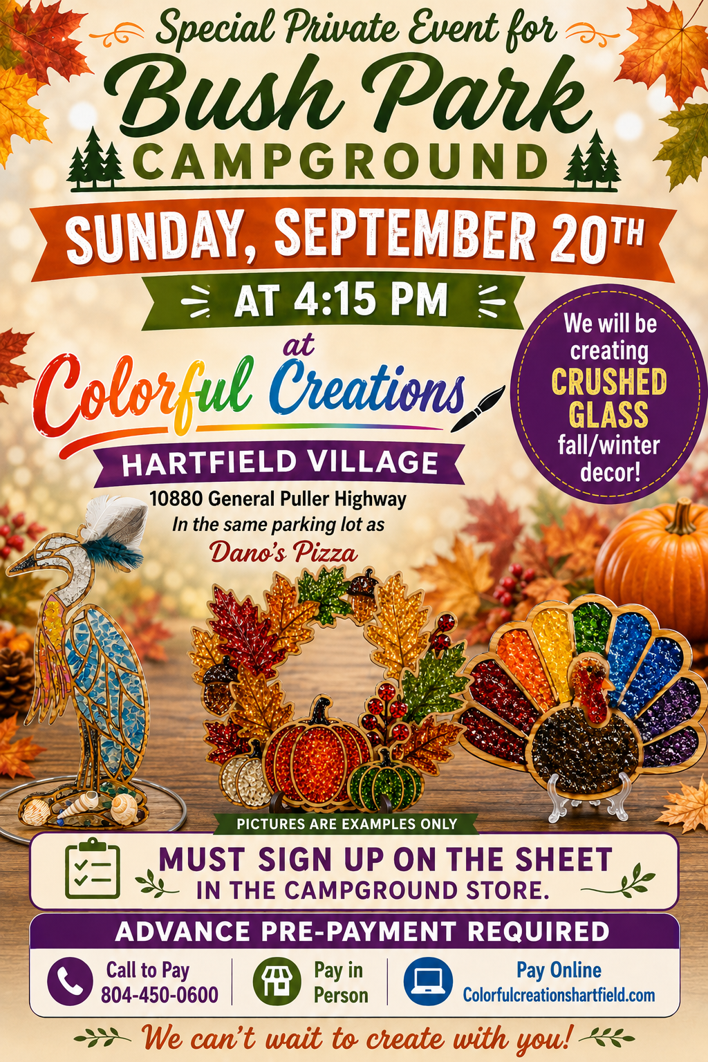 09/20, 4:15 PM| Bush Park Campground Private Crafting Event