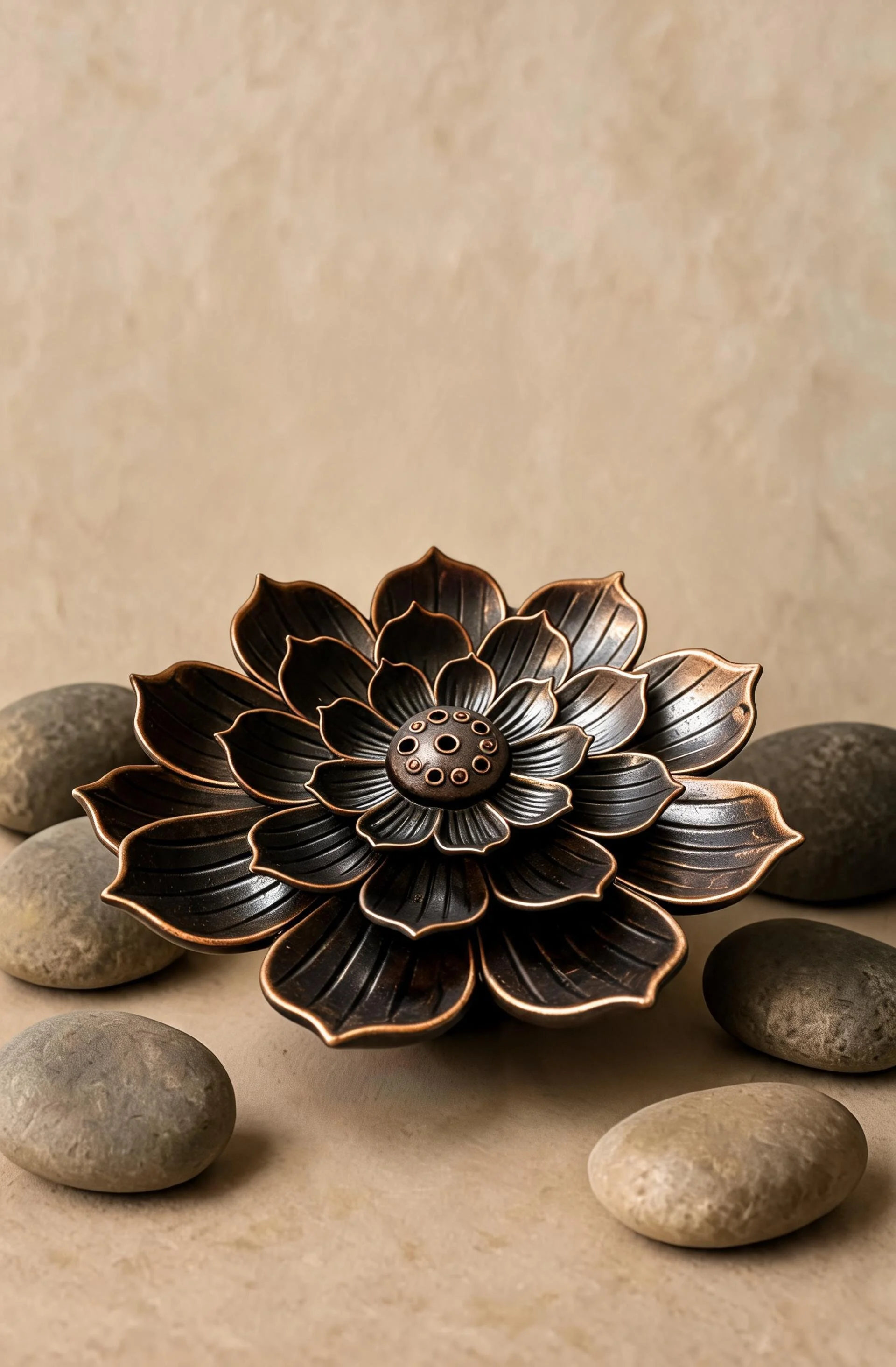 Copper Metal Lotus Incense Holder