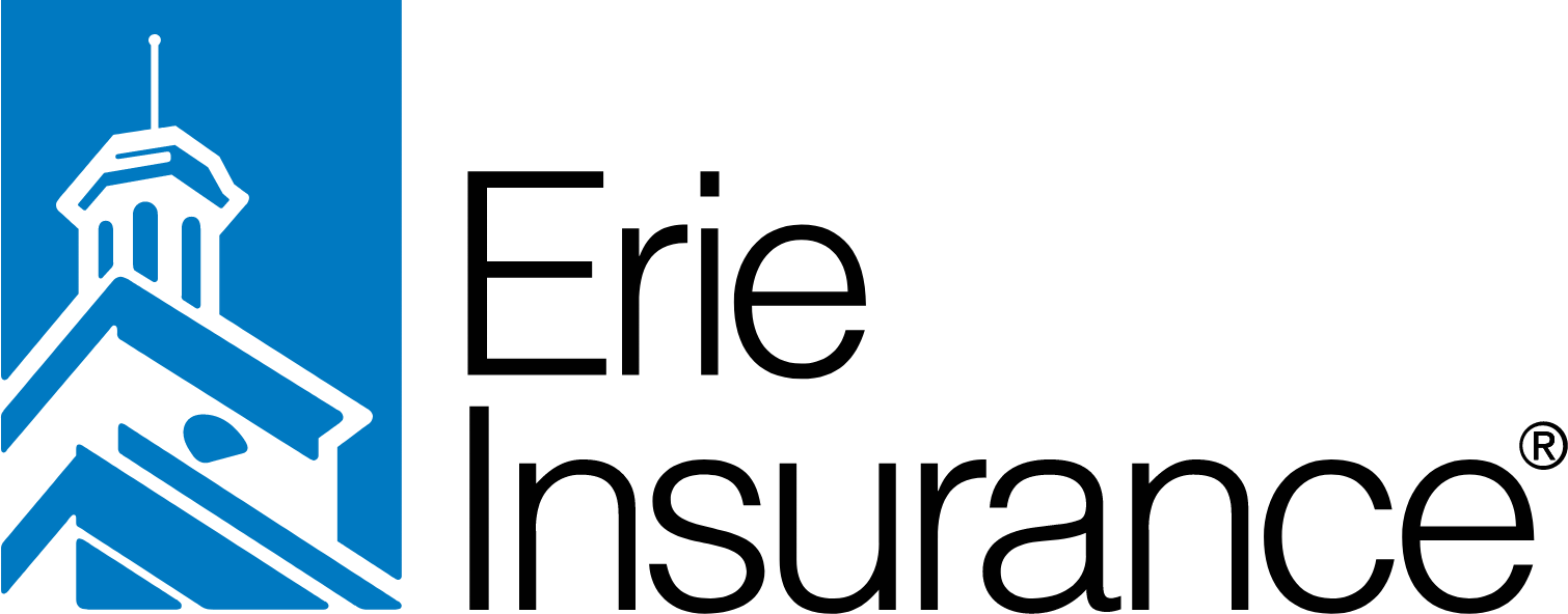 Logo for the Erie Diocese, featuring a black outline of a church with a steeple on a blue background.