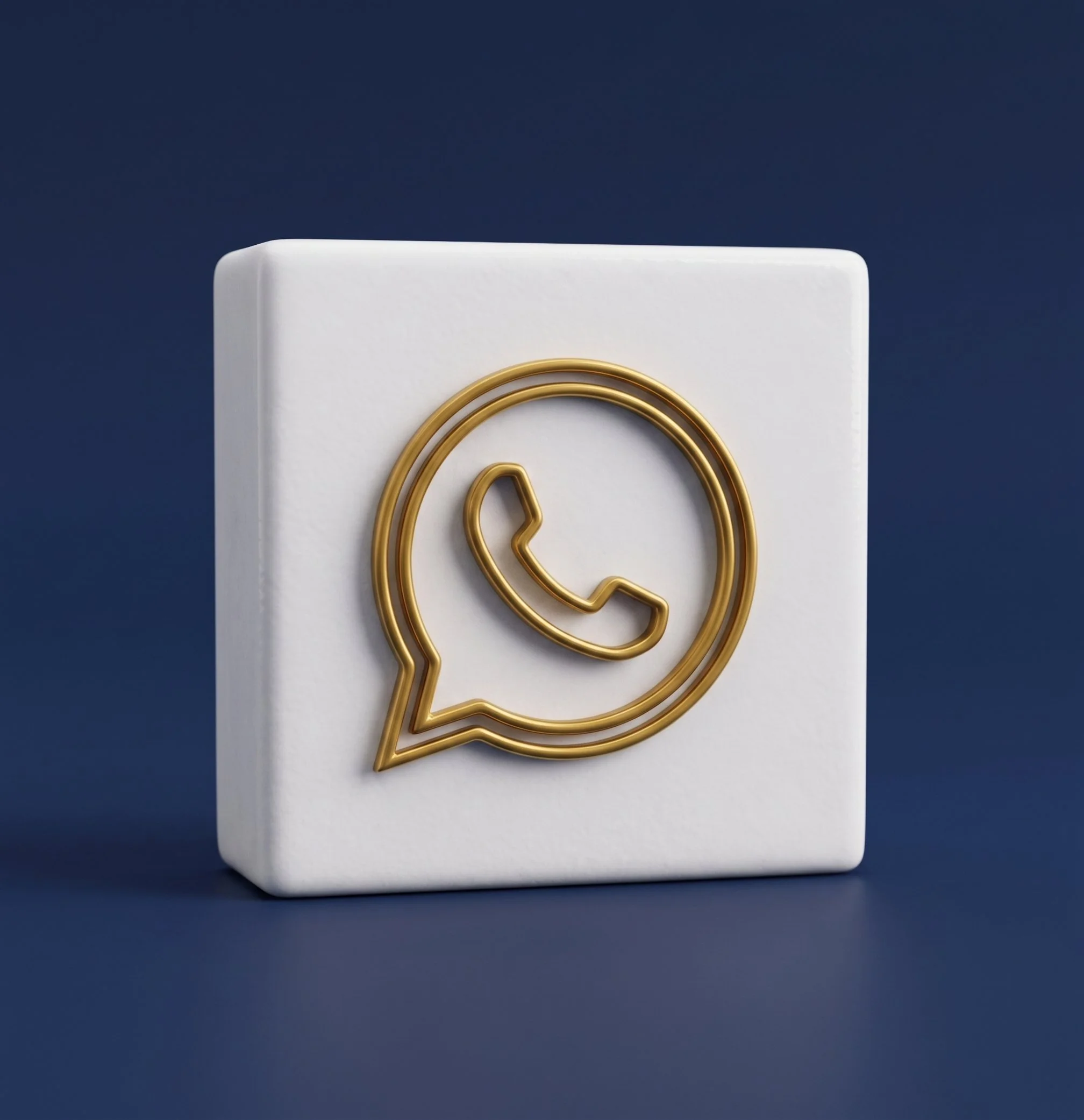 Close-up of a white rectangular object with a gold dollar sign symbol on it, placed against a dark blue background.