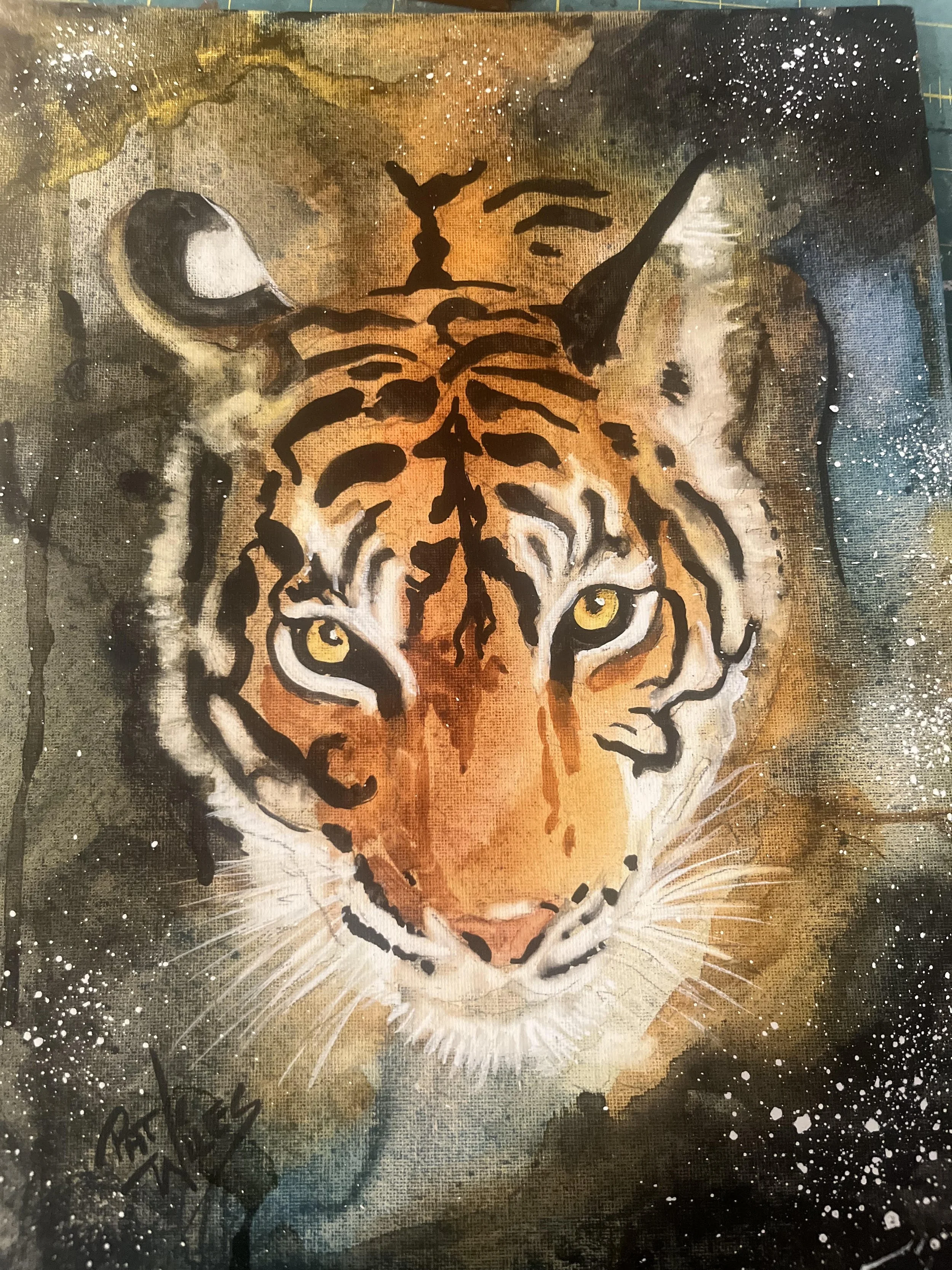 tiger watercolor artwork by Pat Wiles