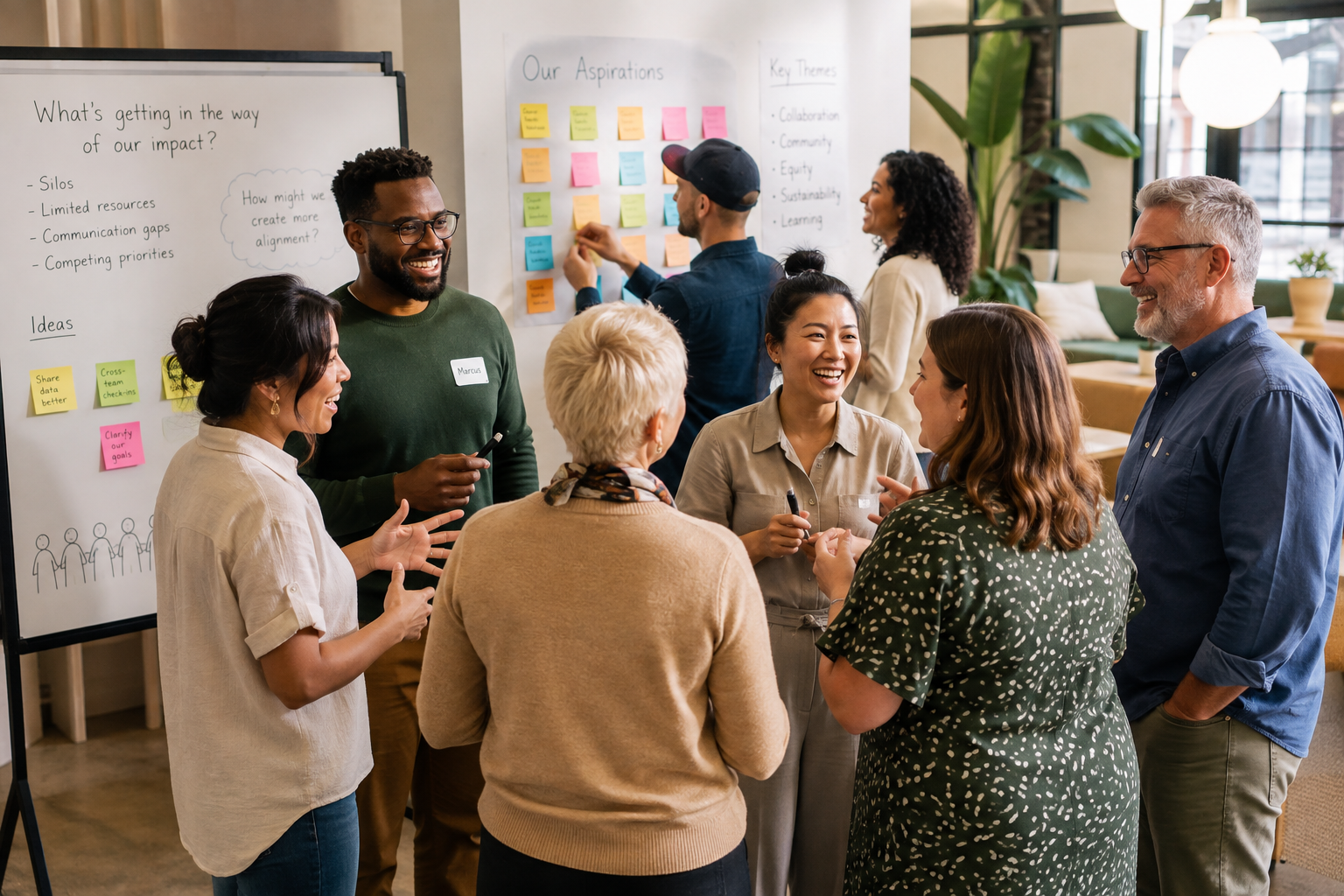 Team members engaging at a workshop
