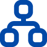 Icon of a person connected to three nodes, representing a network or connections