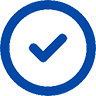 A blue circle with a check mark inside.