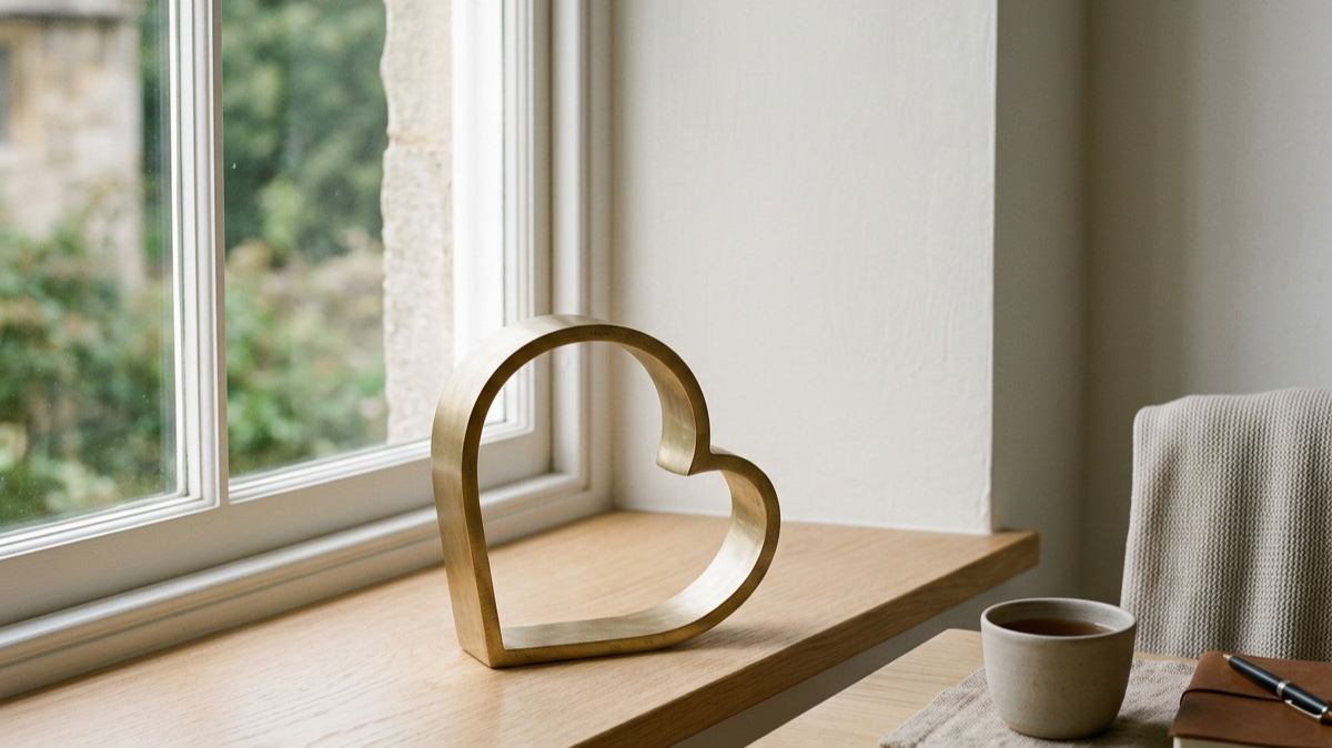 A decoration by the window seal inside a home.