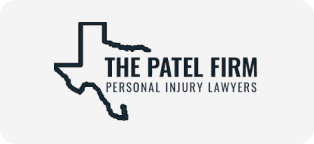 Logo for The Patel Firm, personal injury lawyers, featuring an outline of the Texas state.