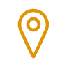 Map marker icon with a circular top and a pointed bottom in yellow.