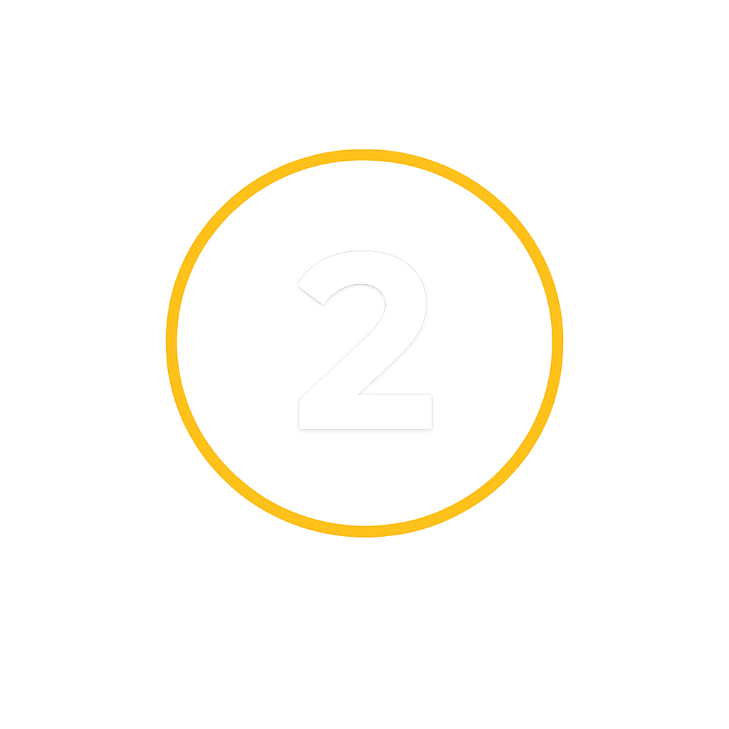 Golden lottery or game coin with the number 2 in white