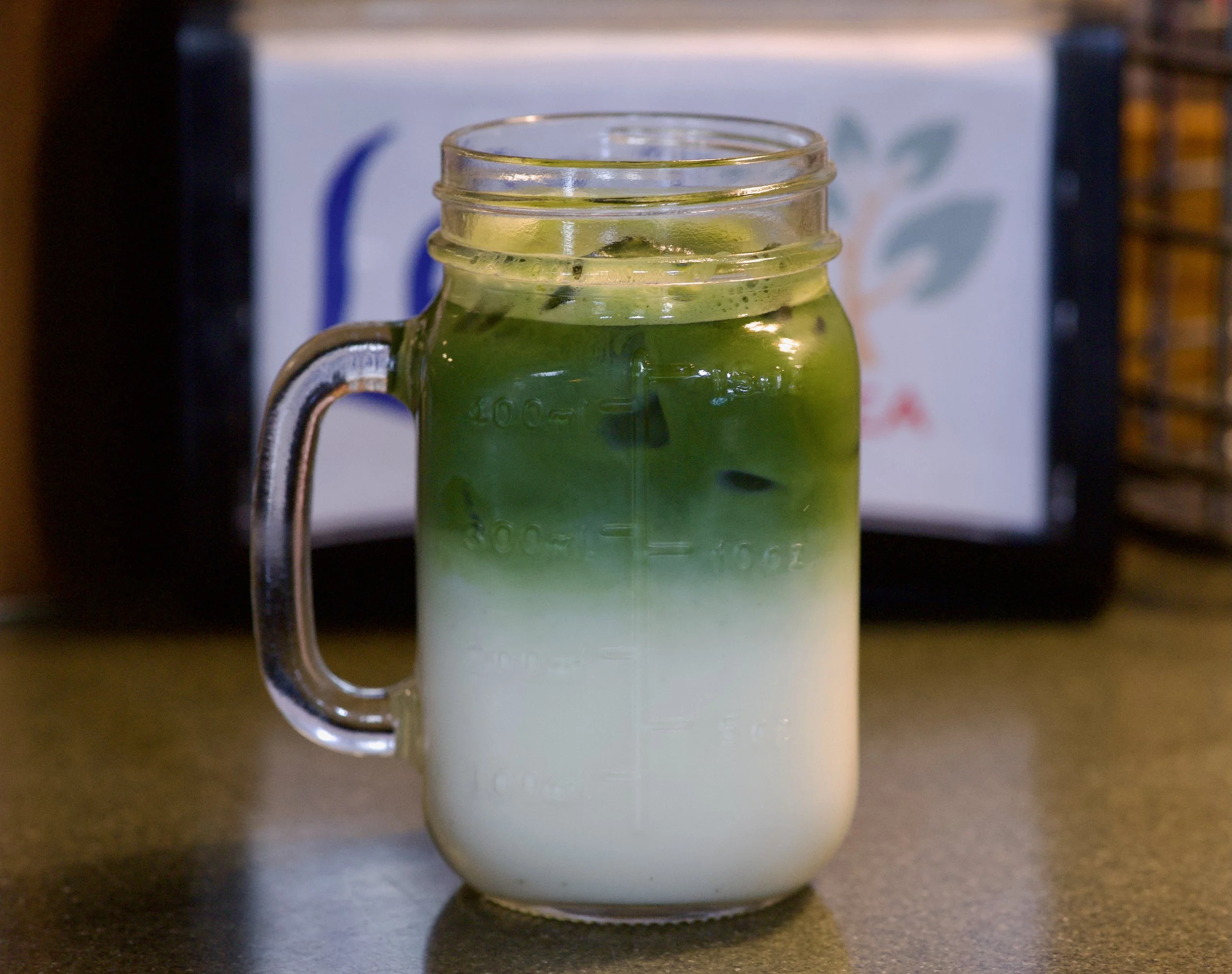 Stacked Iced Matcha Latte