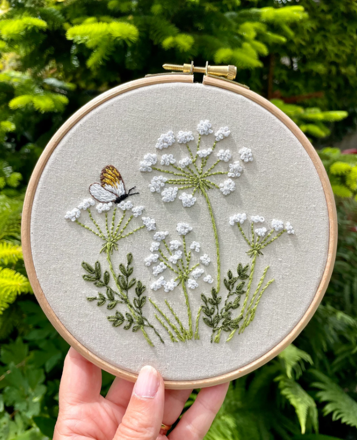 Embroidery Kit Butterfly and Cow Parsley