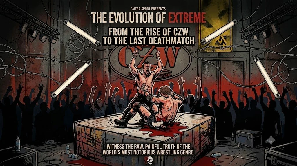 Key art for The Evolution of Extreme, a documentary on the rise of CZW deathmatch wrestling