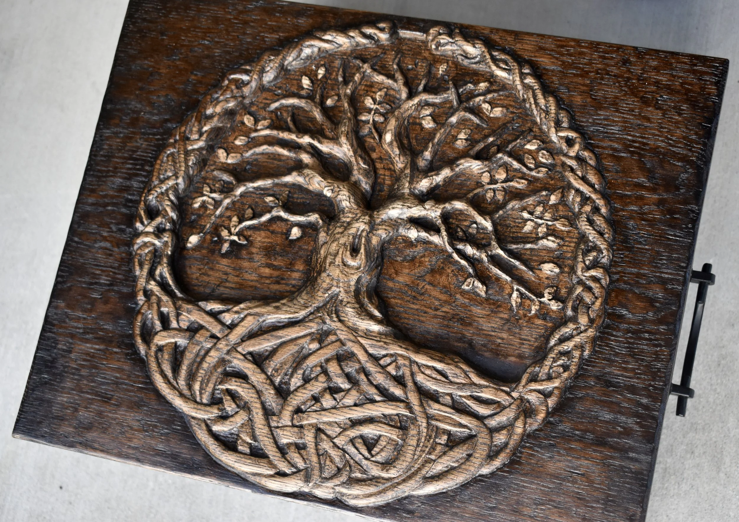 Lid - 'Yggdrasil' (World Tree) - Viking Wedding Chest in Oak (sold)