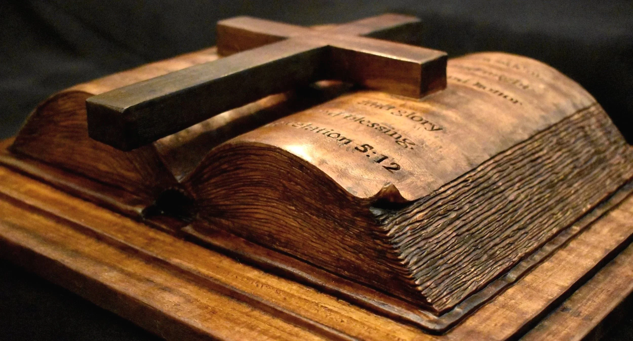 Open Bible Custom Pulpit Adornment in African Mahogany (sold)