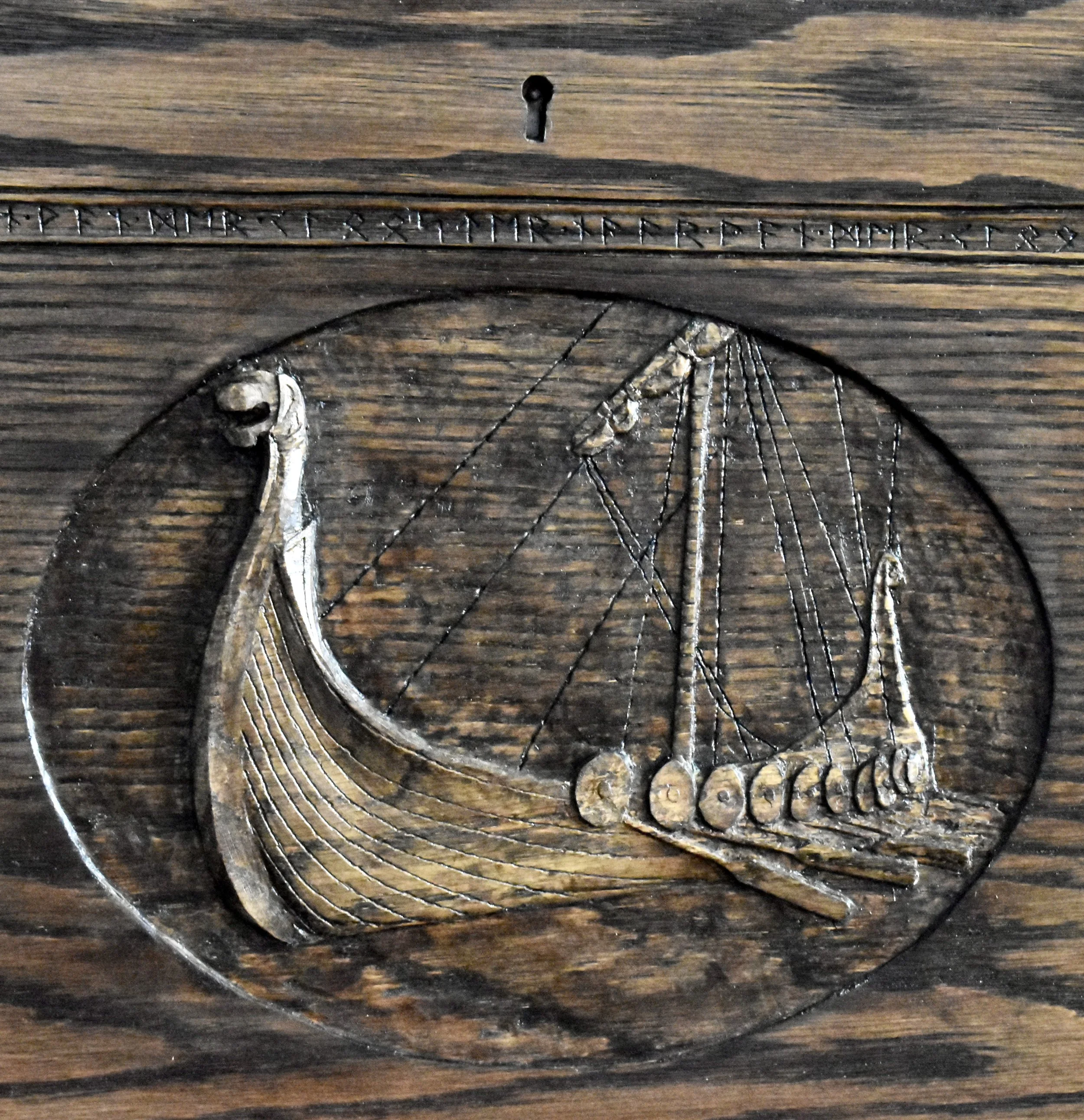 Viking Wedding Chest Longship and Runes (sold)