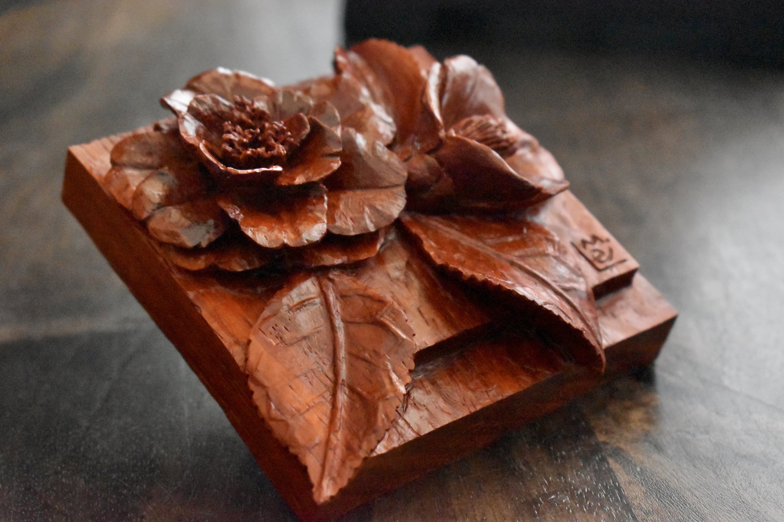 Camellia in African Padauk (sold)