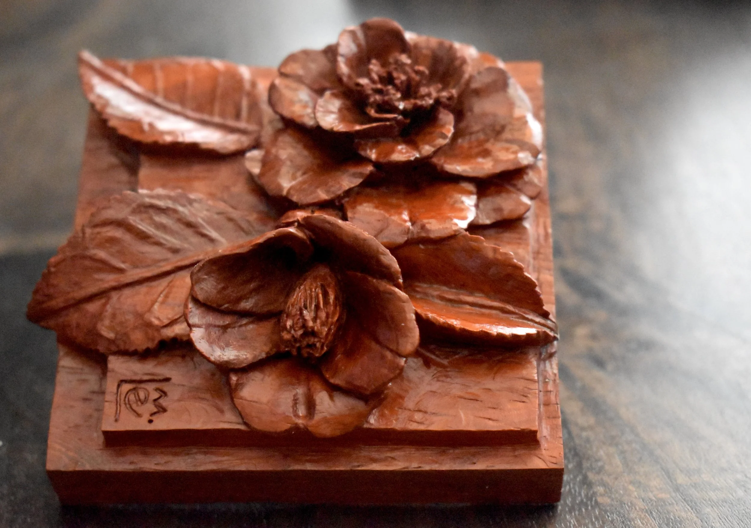 Camellia in African Padauk (sold)