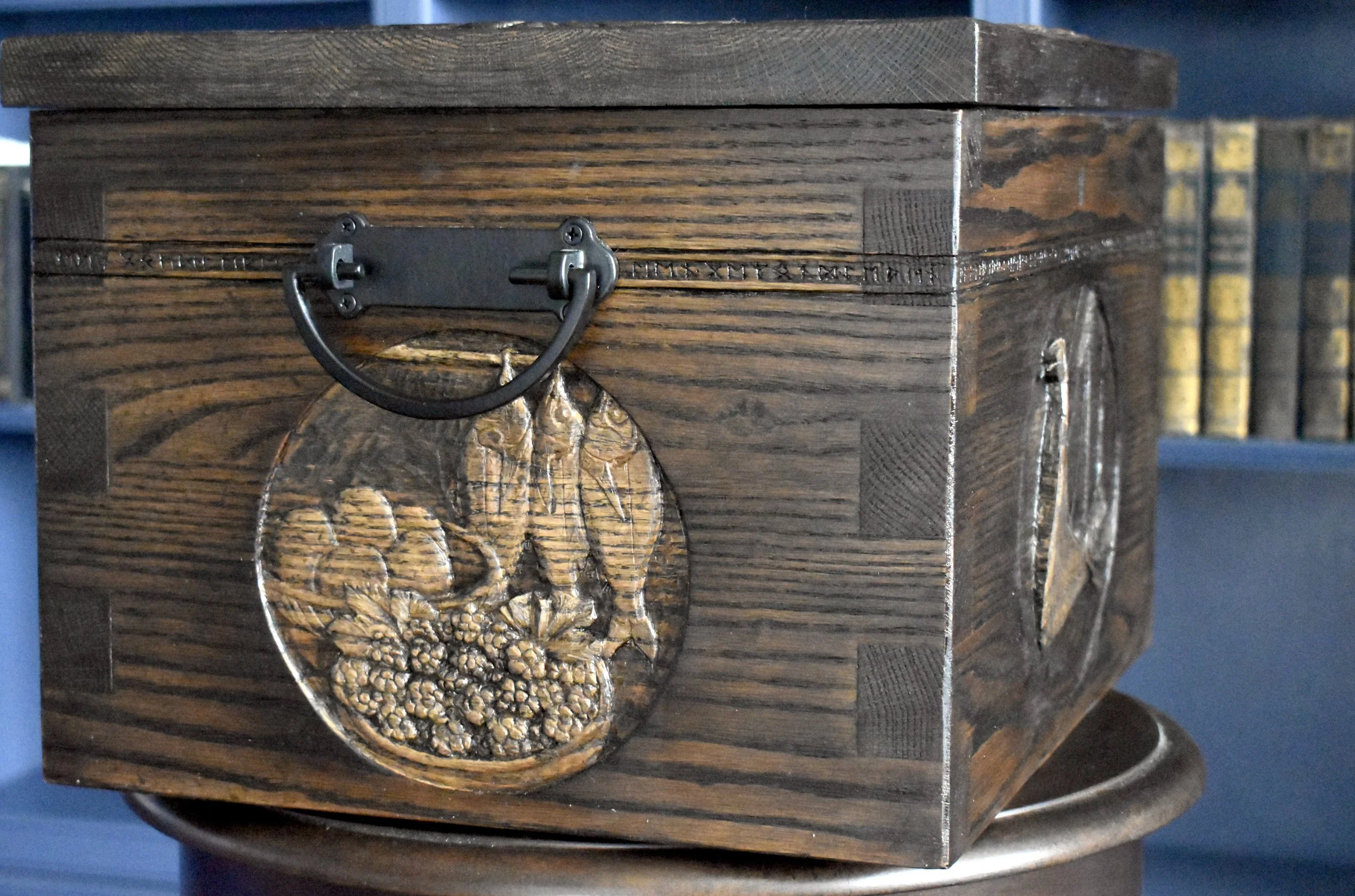 Side Panel - 'Health and Abundance' - Viking Wedding Chest in Oak (sold)