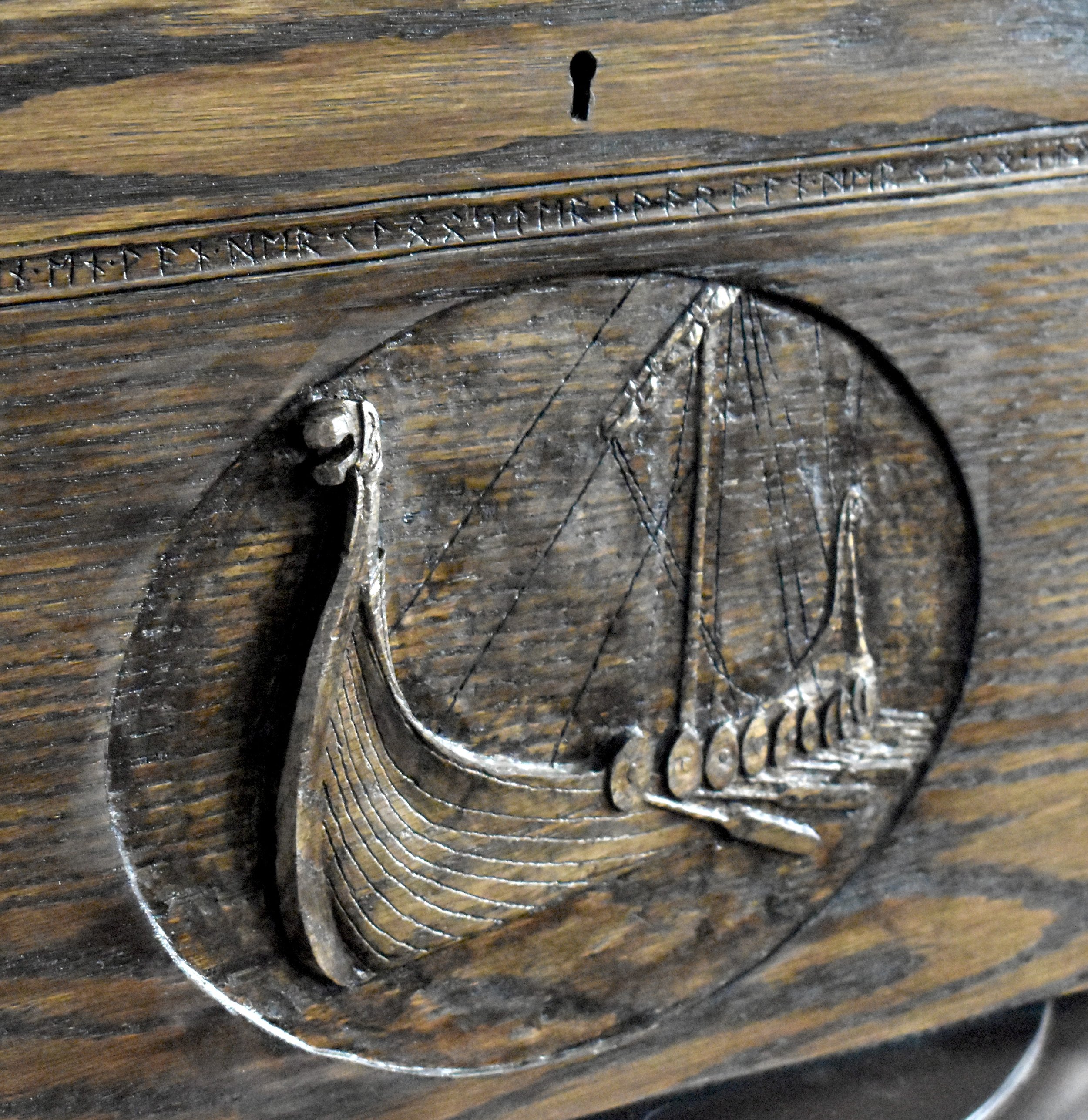 Front Panel - 'Journey of Life' - Viking Wedding Chest in Oak (sold)