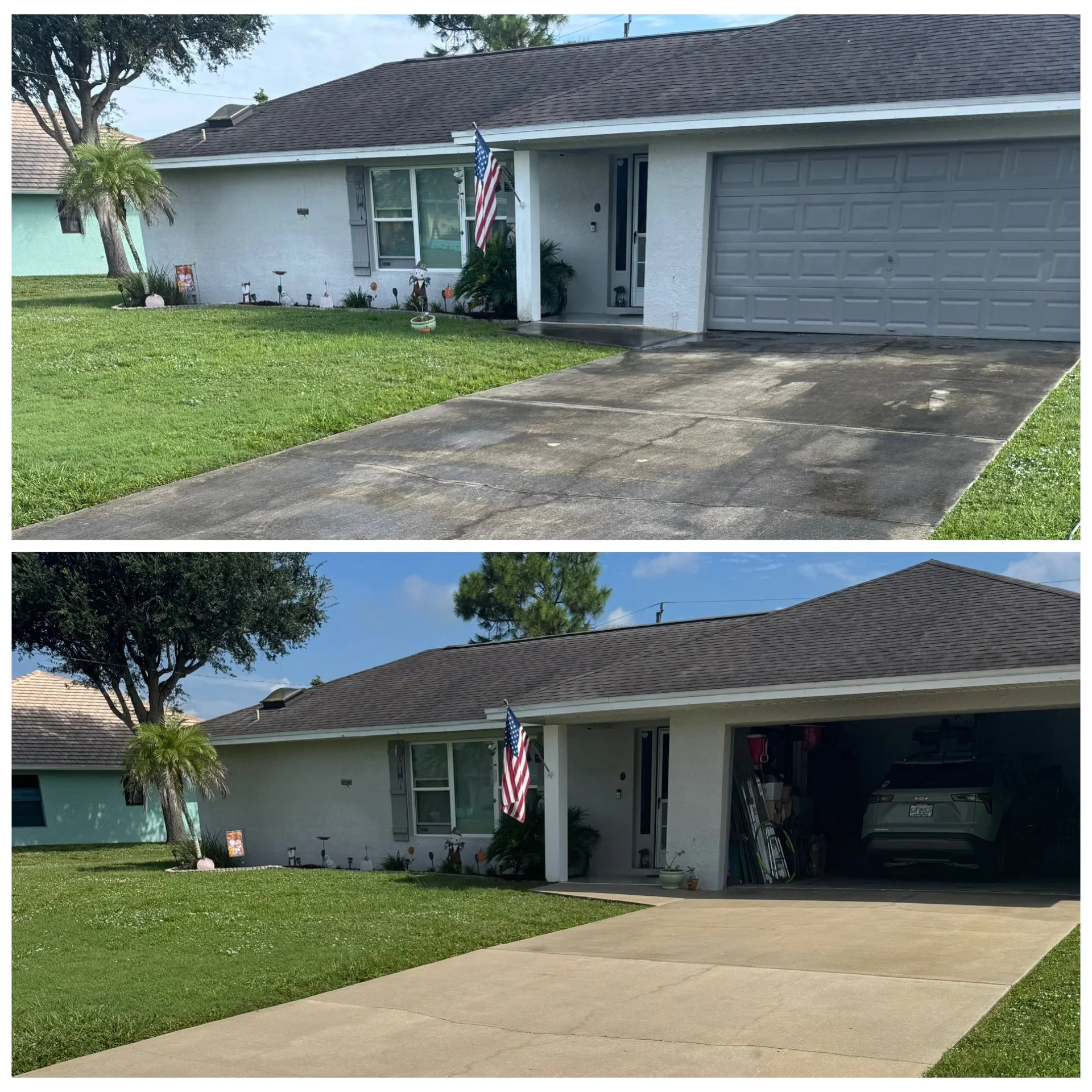 Driveway before and after