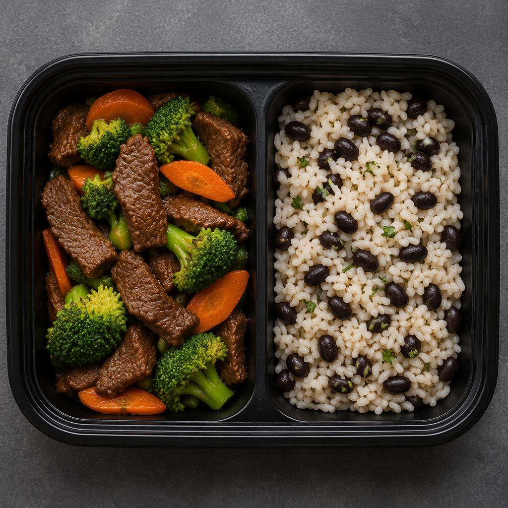 Beef with broccoli and carrots