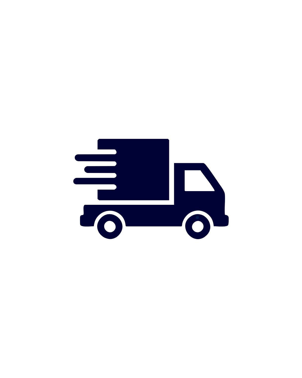 Icon of a delivery truck with motion lines indicating speed