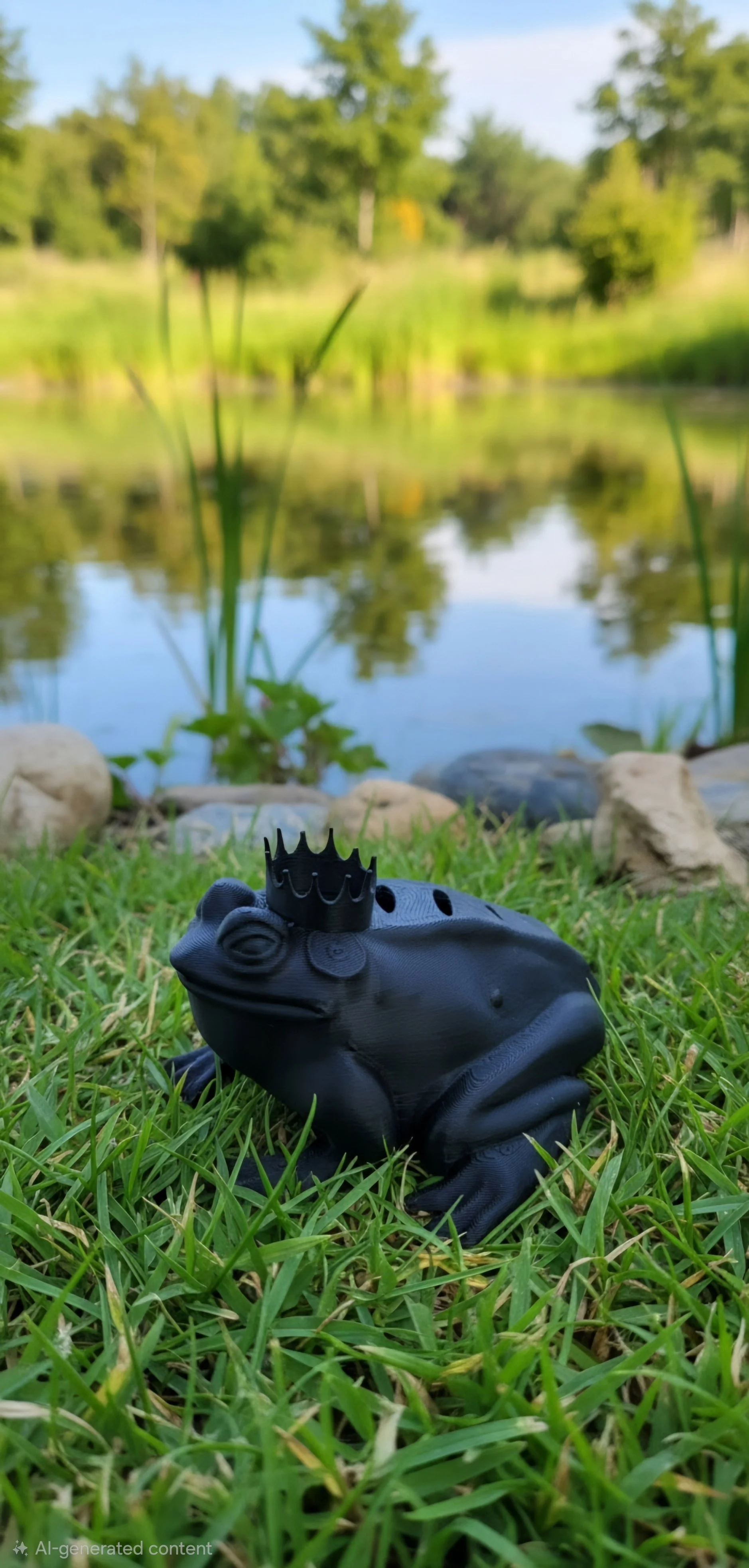 Regal Frog with Crown Nosework Vessel - ONYX finish