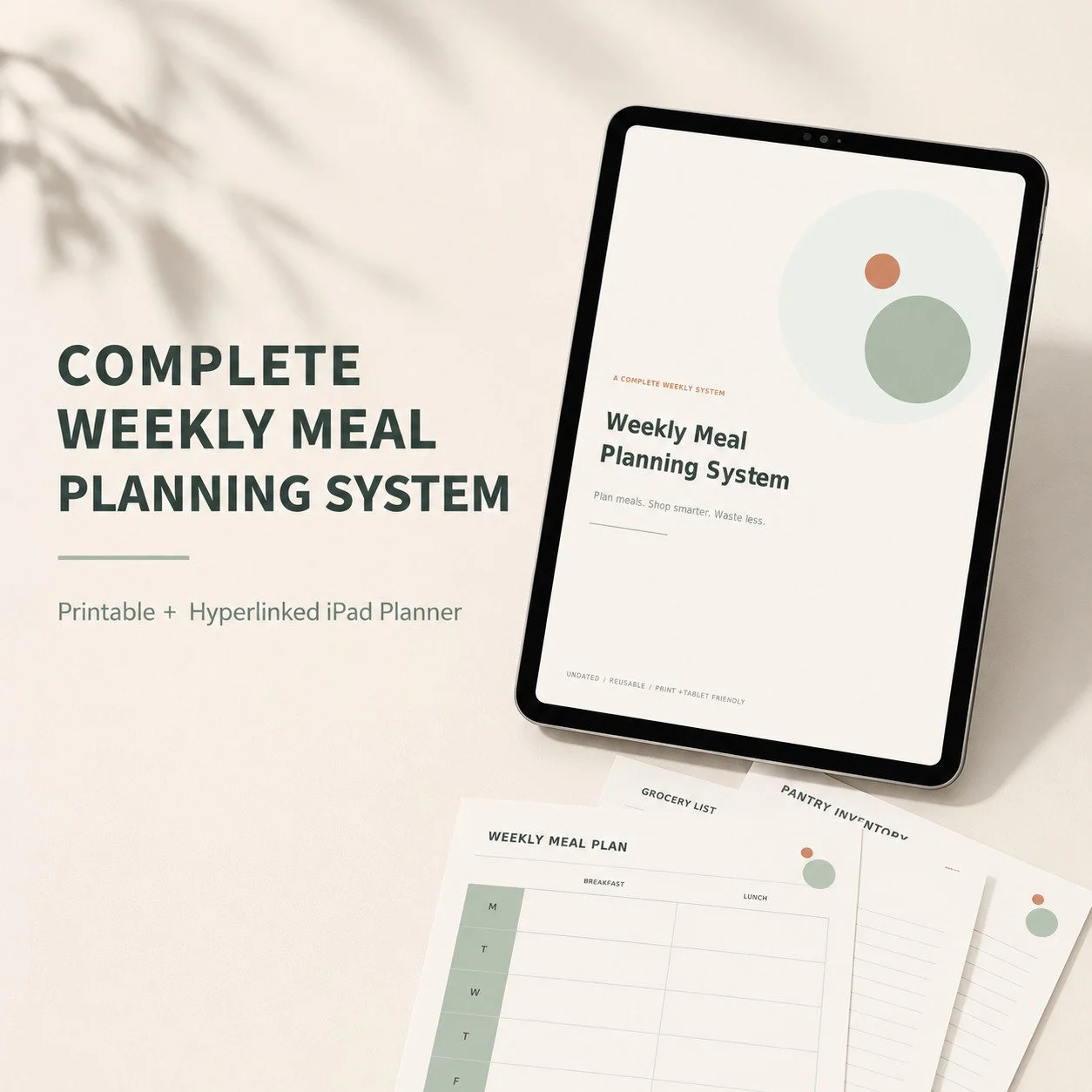 Complete Weekly Meal Planning System | Printable + iPad Planner
