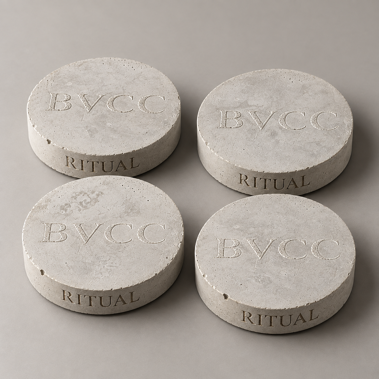 BVCC Round Stone Coasters — Set of Four