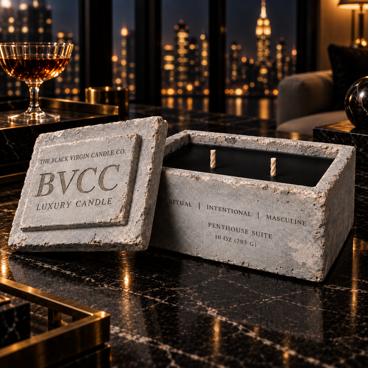 Penthouse Suite - Rectangular Stone Candle