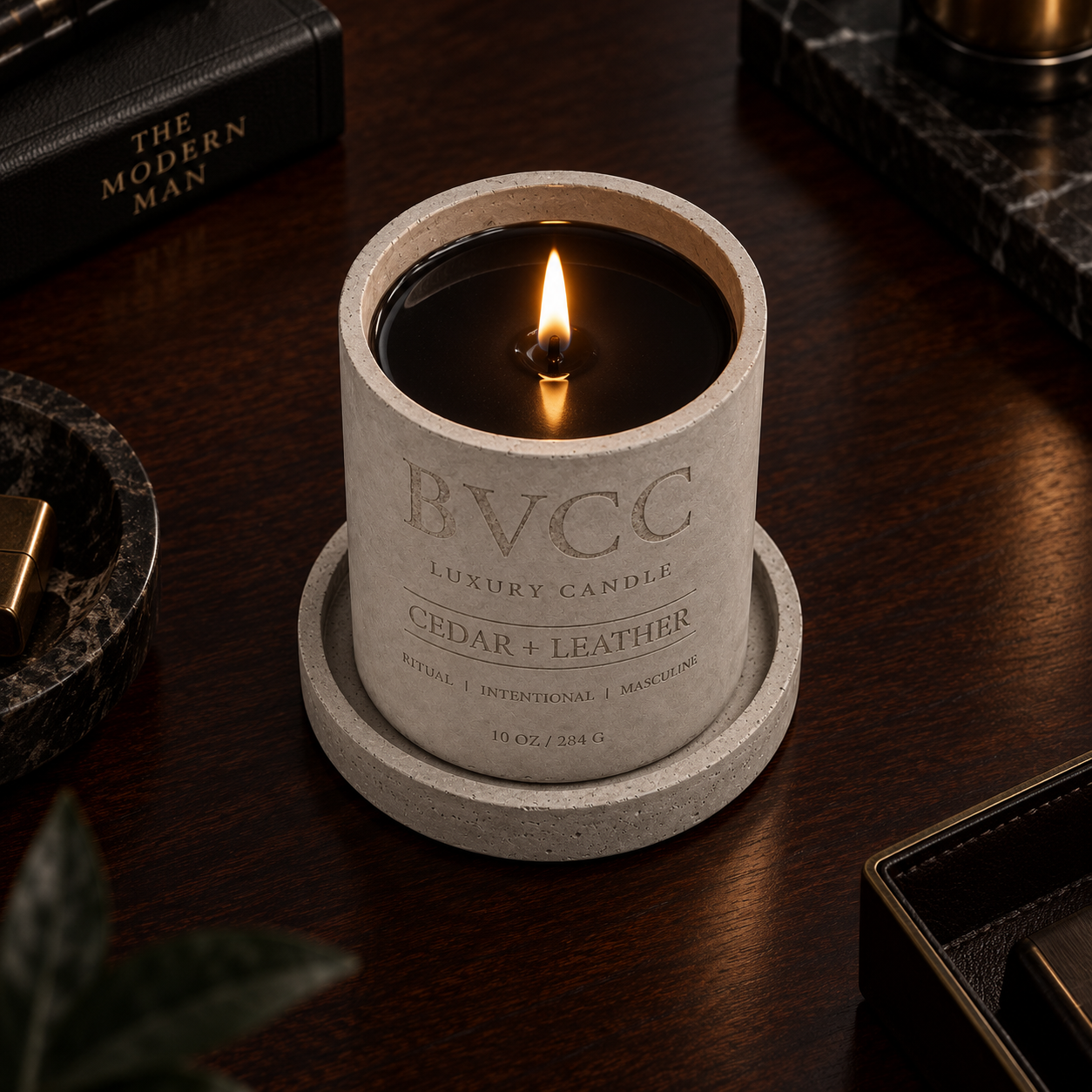 Hand-Poured Concrete Candle Coaster5_withCandle.png