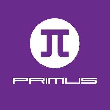 Logotipo de PRIMUS con símbolo de pi en un círculo blanco sobre fondo morado.