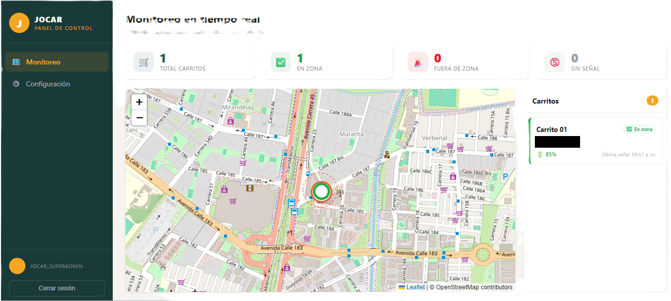 Jocar CartTrack — Geolocalización de Carritos