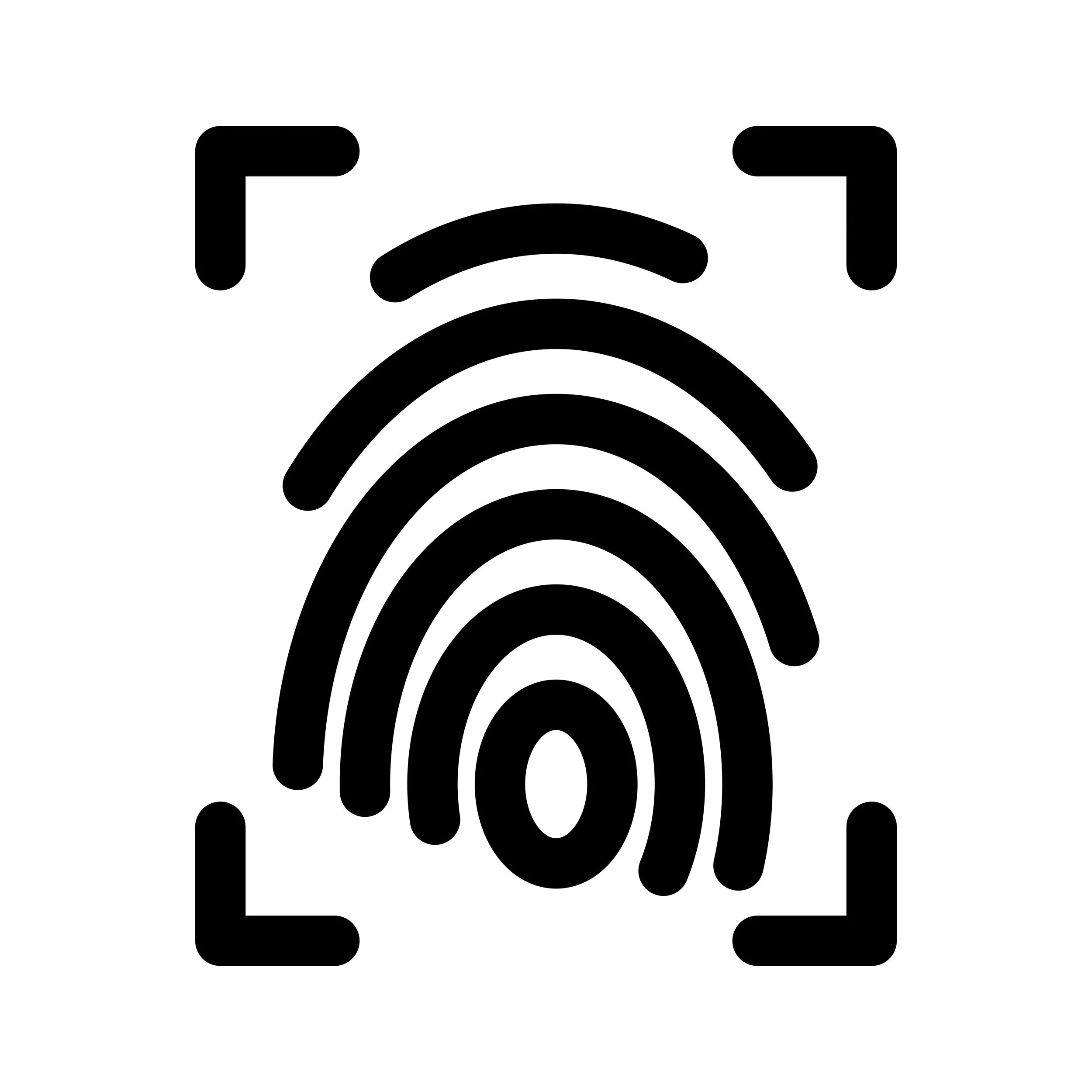 Icono de señal de Wi-Fi en negro en fondo blanco.