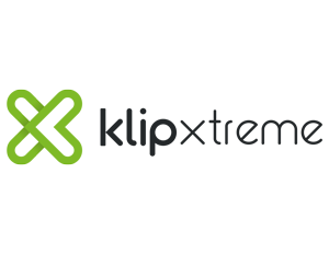 Logotipo de KlipXtreme, con símbolo verde y texto en negro
