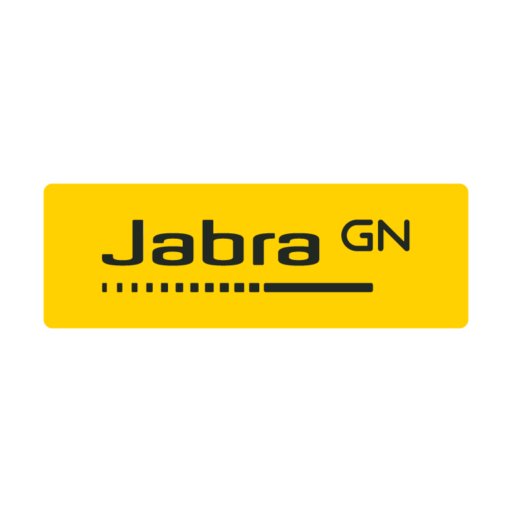 Logotipo de Jabra GN en fondo amarillo.