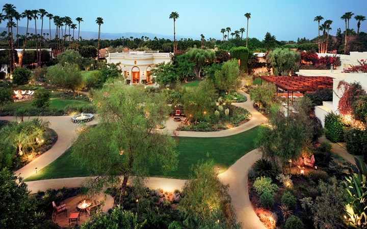 Palm trees and landscaped gardens at Parker Palm Springs.