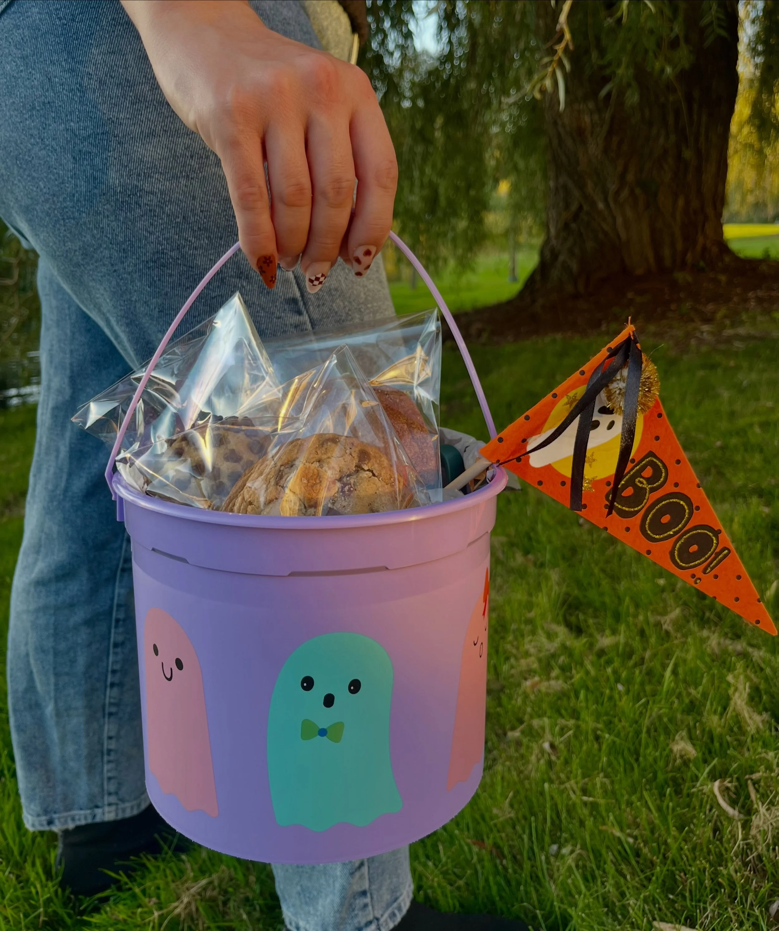 Our cookies are a must-have for boo baskets this year! 👻 

For the month of October we are offering NO MINIMUM ORDER AMOUNT, so you can order as many or as few cookies as your boo basket will allow 🍪

Pumpkin cookies are available on our website al
