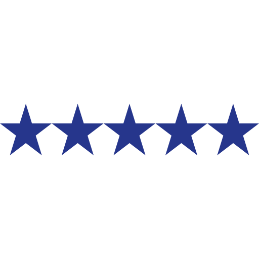 Six blue stars in a horizontal row