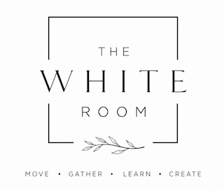 Logo for The White Room with the words 'Move, Gather, Learn, Create' underneath.