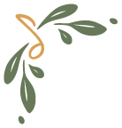 Illustrated olive branch with sage green leaves and mustard-yellow accents.