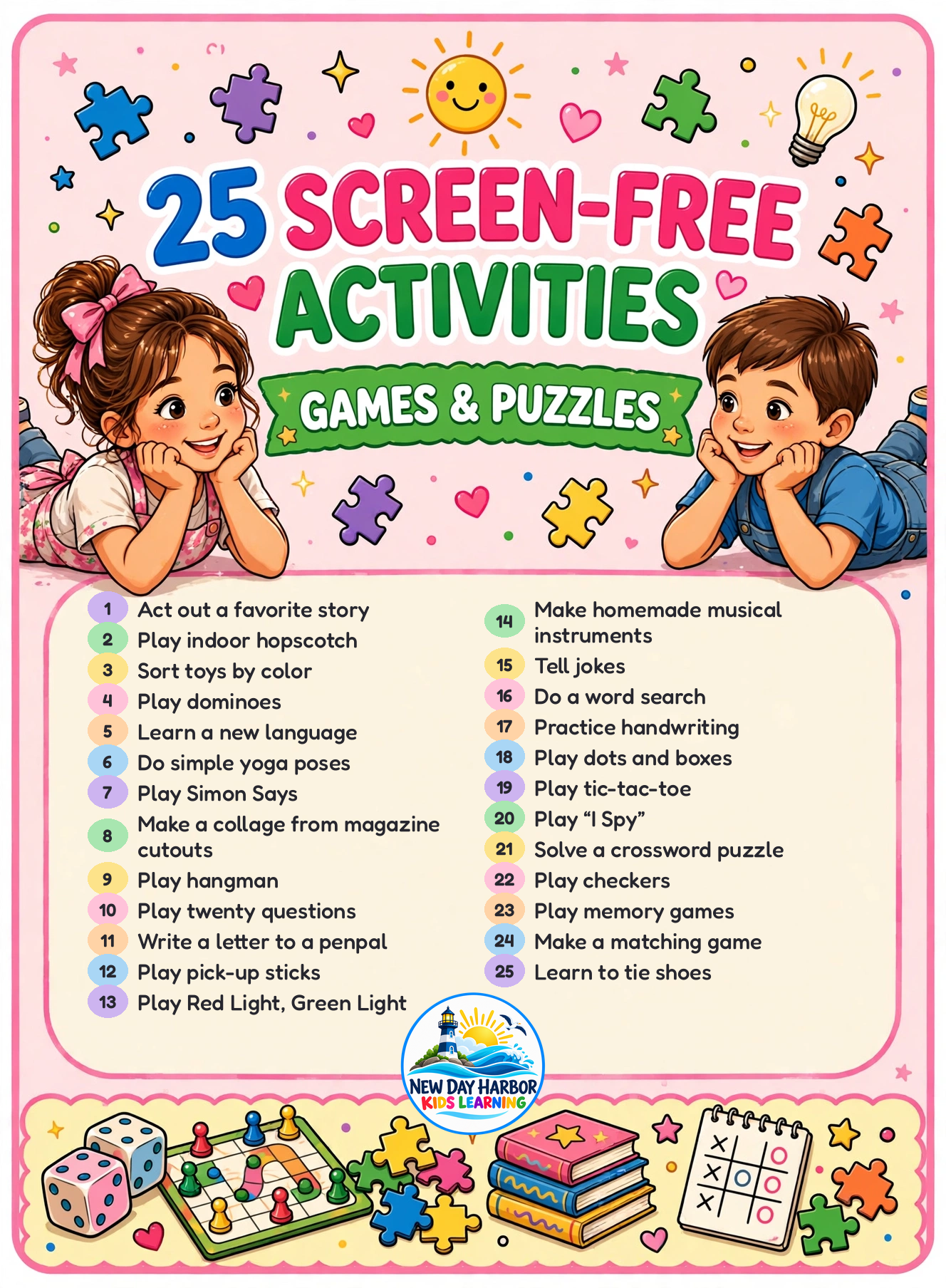 Screen-Free Activities: Games & Puzzles — 25 Activities for Kids (FREE Activity Book)