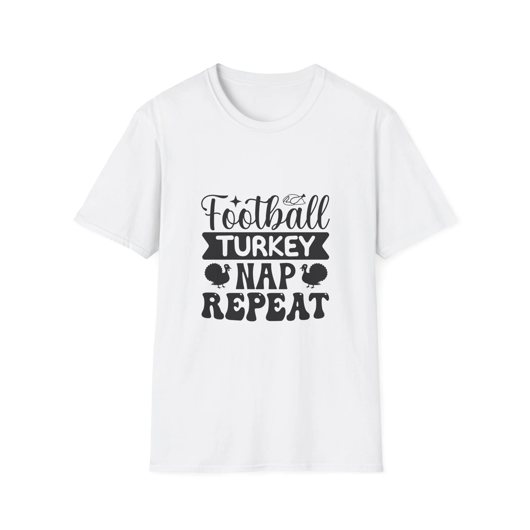 Football Turkey Nap Repeat Thanksgiving Shirt — Funny Unisex Fall Tee, Game Day Turkey Shirt