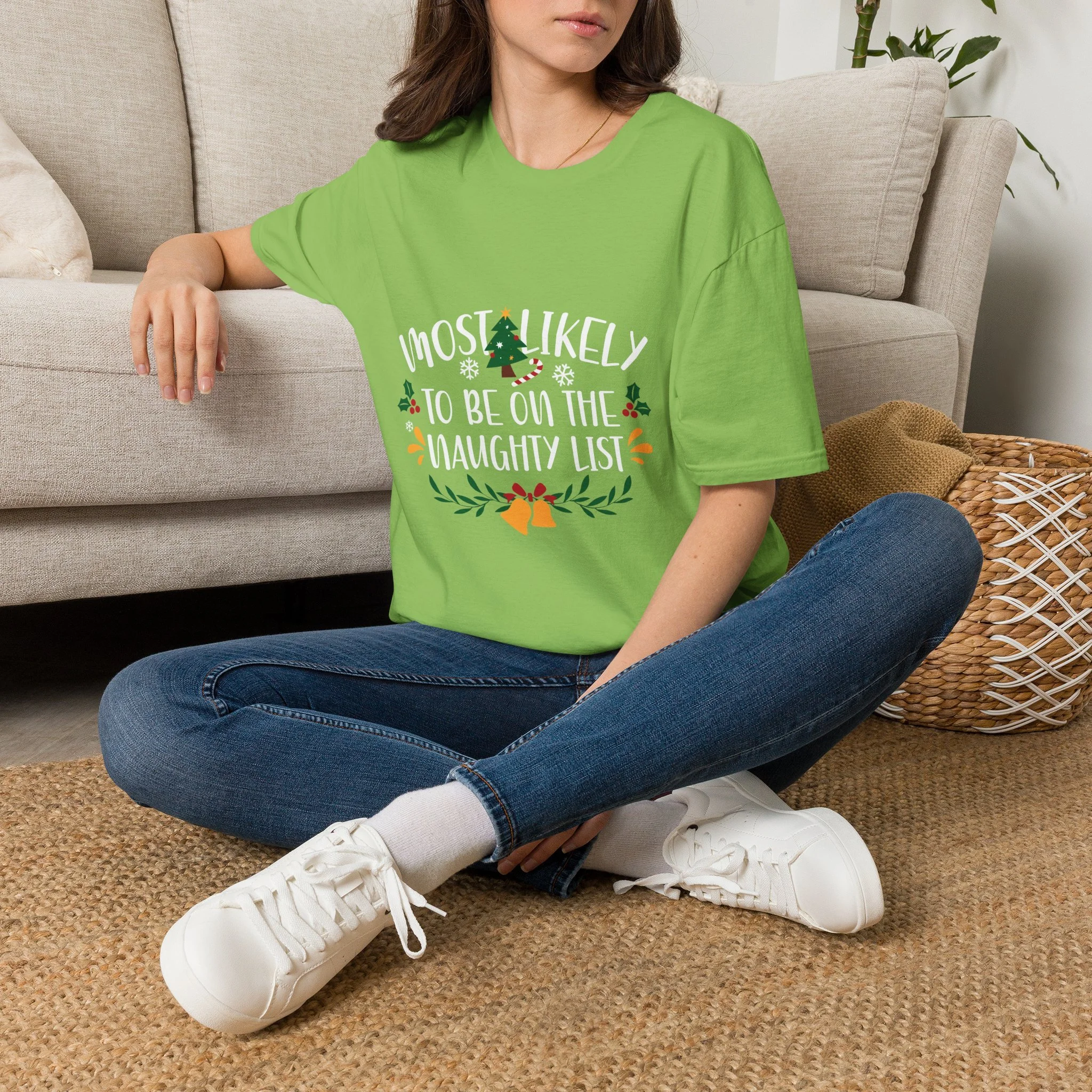 Christmas T-Shirt — “Most Likely To Be On The Naughty List” Holiday Tee