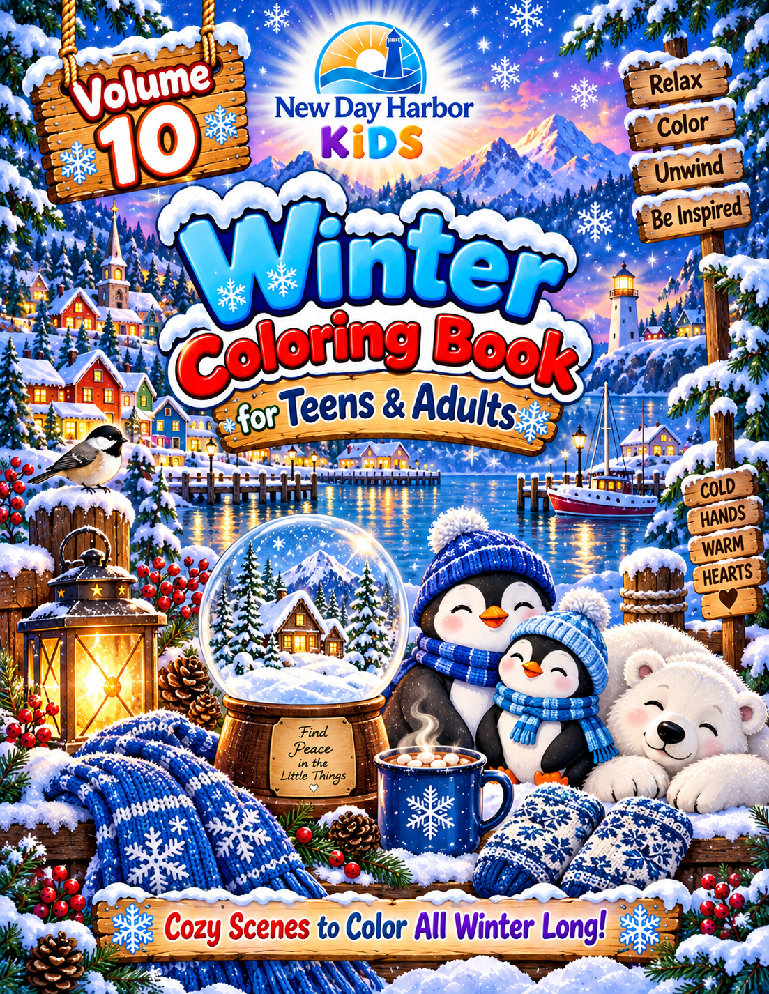 New Day Harbor – Winter Coloring Book for Teens