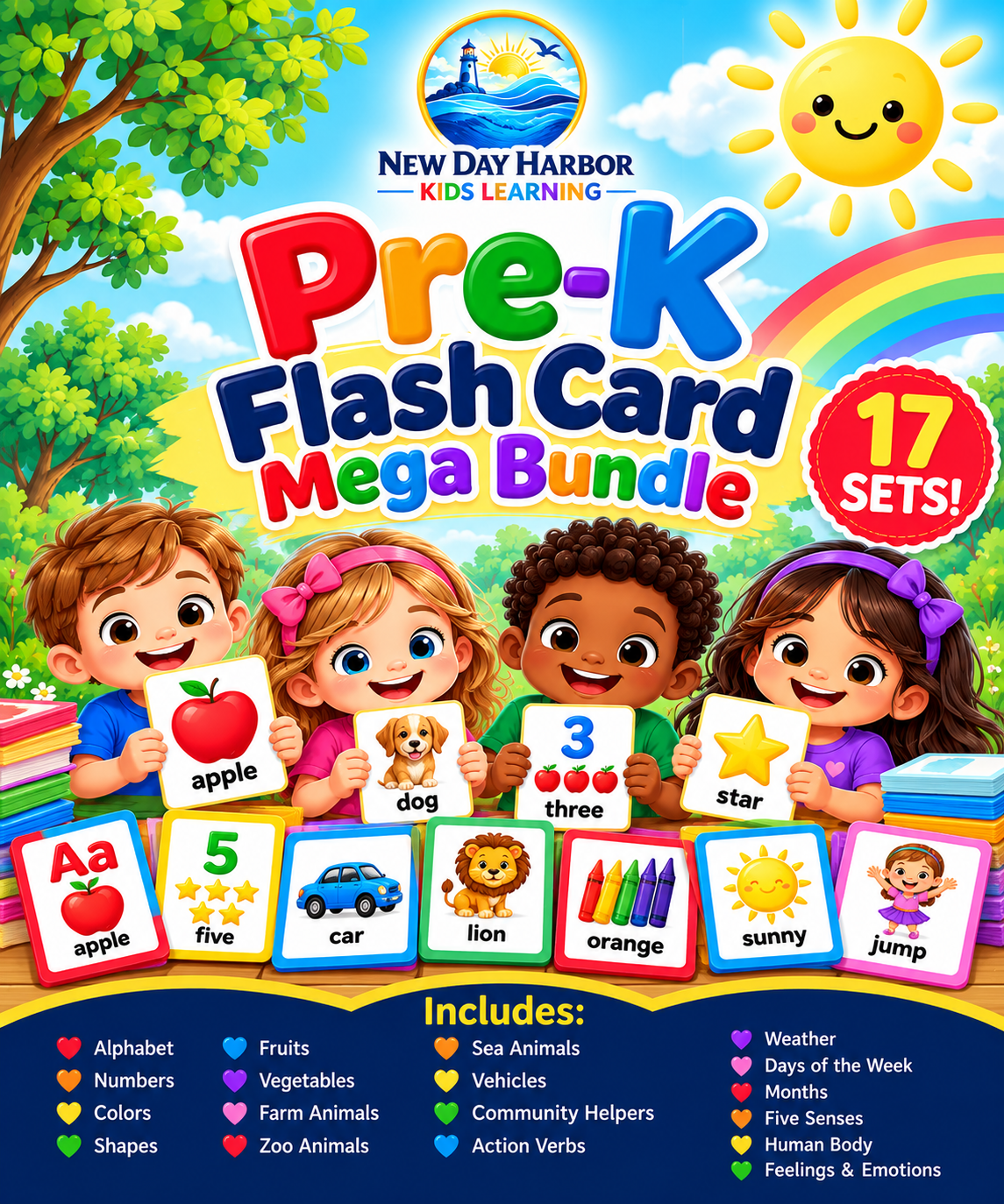 Pre-K Flash Card Mega Bundle — 17 Themed Sets, 212 Printable Pages (US Letter 8.5×11)