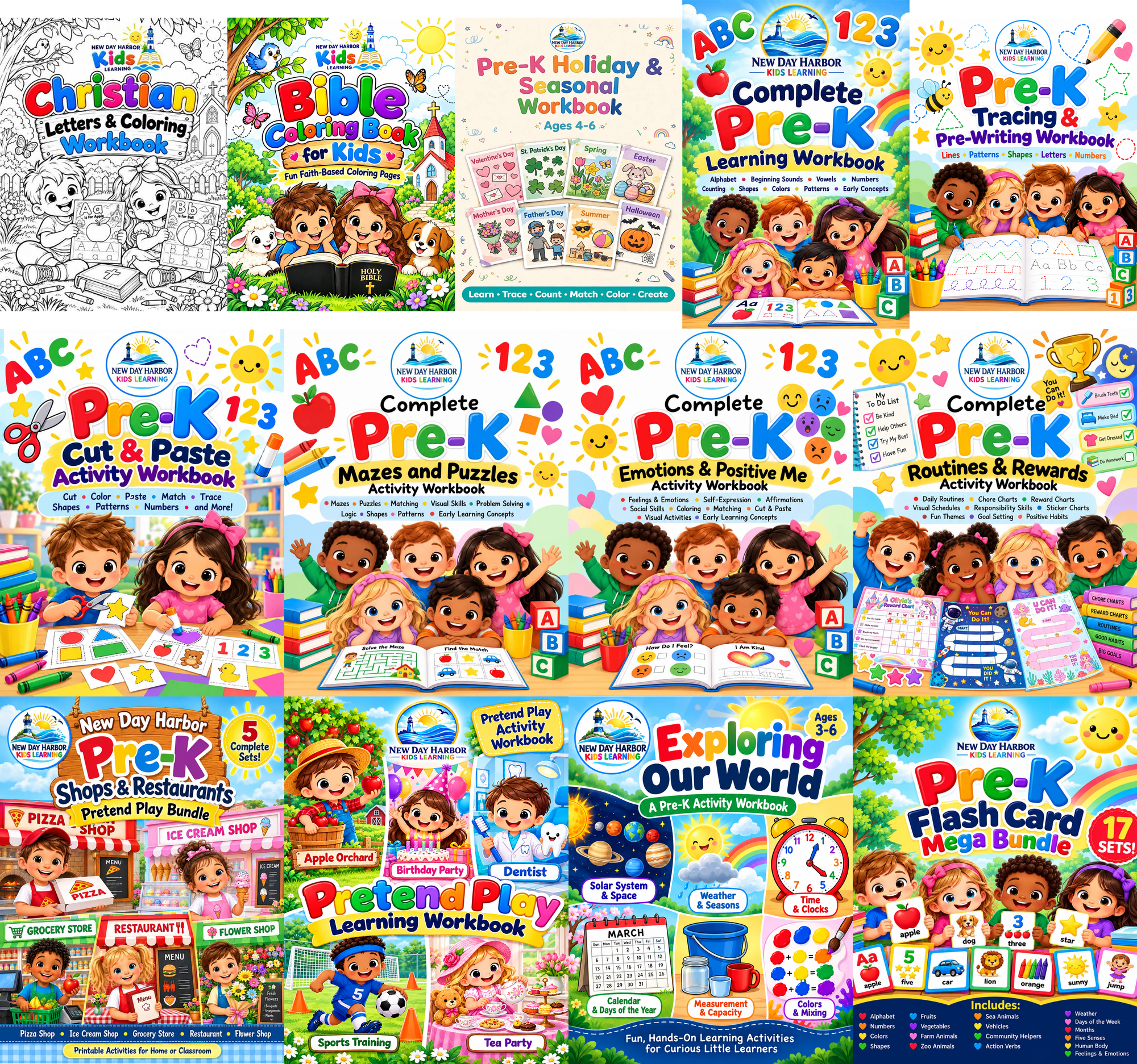 Complete Pre-K Printable Collection — PLR Bundle: 13 Workbooks, 1,545 Pages (Resell Rights Included)