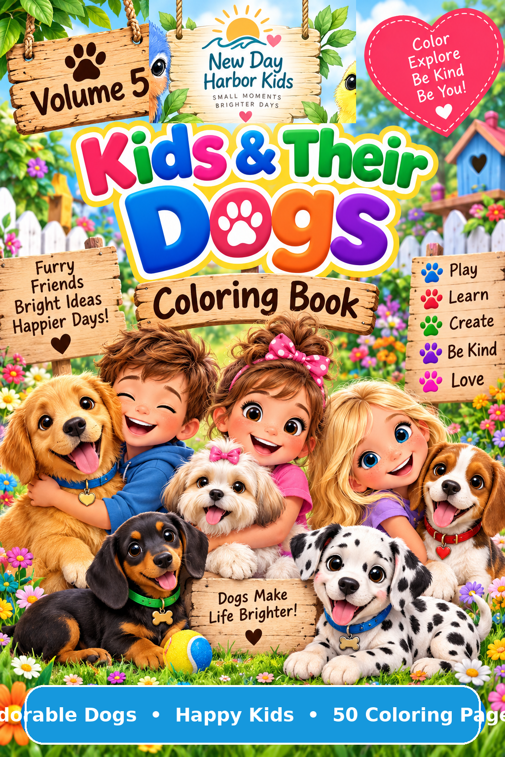 New Day Harbor Kids – Kids & Their Dogs Coloring Book, Volume 5