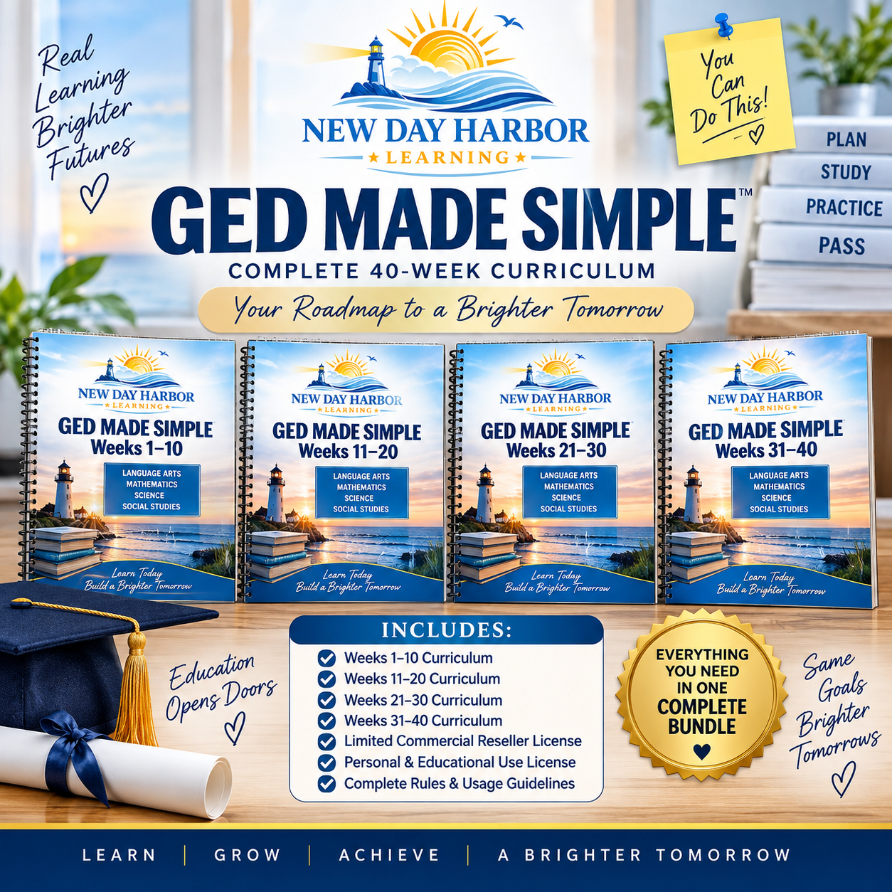 GED Made Simple™ — Complete 40-Week Curriculum + Limited Commercial Reseller License