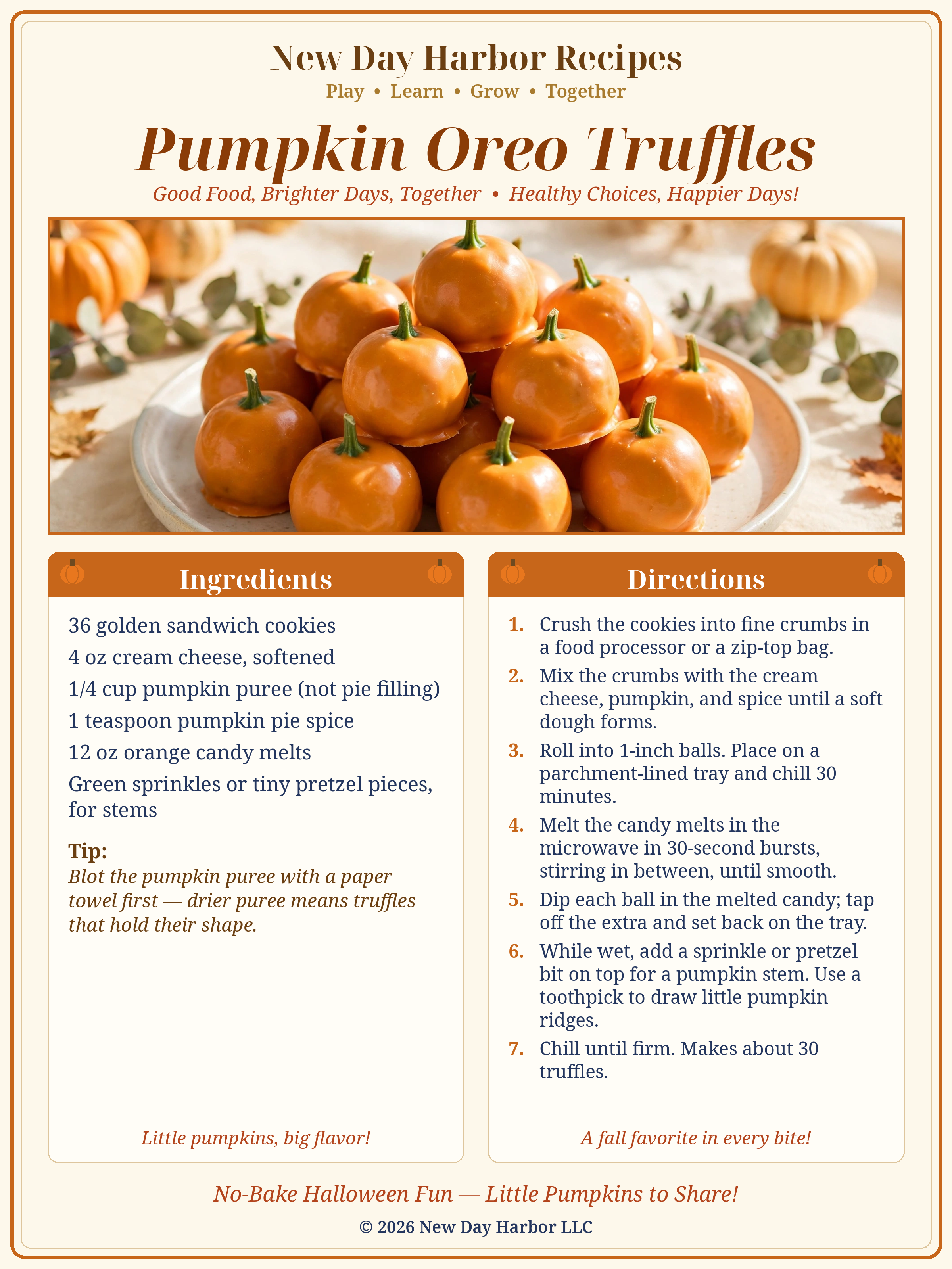 Pumpkin Oreo Truffles – FREE Recipe Card