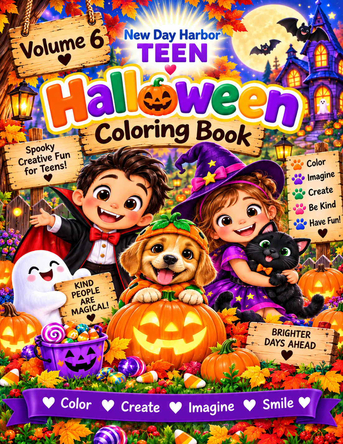 New Day Harbor Halloween Coloring Book for Teens & Adults – Volume 6